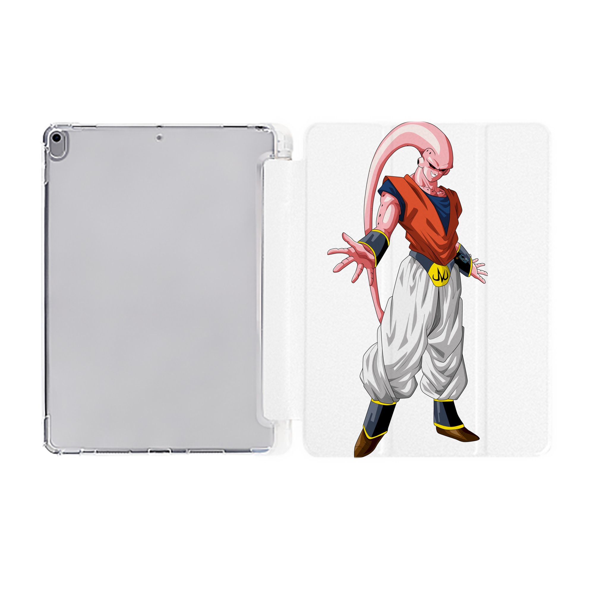 （画像用） ドラゴンボール 魔人ブウ DRAGON BALL Majin Buu IPad ケース ペン収納付き 三つ折りスタンド PUレザー×シリコン 対応機種9.5/10.5/10.9インチ